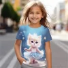 Camiseta de manga corta con Gato y caballo para niño, ropa Kawaii de verano, Tops de moda, de 8 a 14 años - Imagen 2