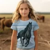 Camiseta de manga corta con Gato y caballo para niño, ropa Kawaii de verano, Tops de moda, de 8 a 14 años - Imagen 4