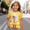 Camiseta de manga corta con Gato y caballo para niño, ropa Kawaii de verano, Tops de moda, de 8 a 14 años - Imagen 5