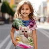 Camiseta de manga corta con Gato y caballo para niño, ropa Kawaii de verano, Tops de moda, de 8 a 14 años - Imagen 6