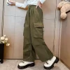 Pantalones Cargo para niña adolescente, pantalón informal de pierna ancha, holgado, coreano, a la moda, 5, 8, 10, 12 y 14 años - Imagen 2