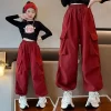 Pantalones Cargo para niña adolescente, pantalón informal de pierna ancha, holgado, coreano, a la moda, 5, 8, 10, 12 y 14 años - Imagen 3
