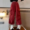 Pantalones Cargo para niña adolescente, pantalón informal de pierna ancha, holgado, coreano, a la moda, 5, 8, 10, 12 y 14 años - Imagen 4