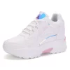 Zapatillas de deporte de plataforma blanca para mujer, zapatos deportivos de cuña oculta, de cuero, de lujo, de 7cm, para otoño, 2022 - Imagen 2