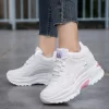 Zapatillas de deporte de plataforma blanca para mujer, zapatos deportivos de cuña oculta, de cuero, de lujo, de 7cm, para otoño, 2022 - Imagen 4
