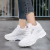 Zapatillas de deporte de plataforma blanca para mujer, zapatos deportivos de cuña oculta, de cuero, de lujo, de 7cm, para otoño, 2022 - Imagen 5