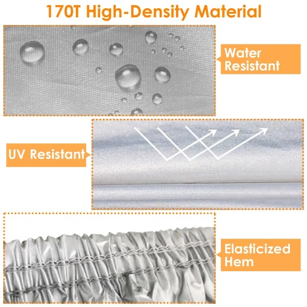 189x69x47in Full Car Cover All Weather UV Protection Automotive Cover 170T Outdoor Universal Full Cover