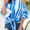 blusa  New Striped Off Shoulder Blouse Women Short Sleeve Sexy Shirt Plus Size Casual Round Neck Blusas Mujer De Moda