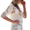 blusa Jastie Bohemian Hollow Out Beach Cover Up Blouse Beach Shirt Women Crochet Lace Top Blusas mujer de moda Summer Shirt Tops
