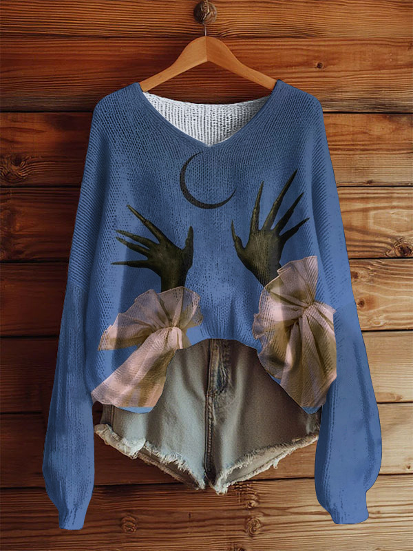 blusa manga largaAutumnWinter V-Neck Loose 3D Knitted Sweater For Women