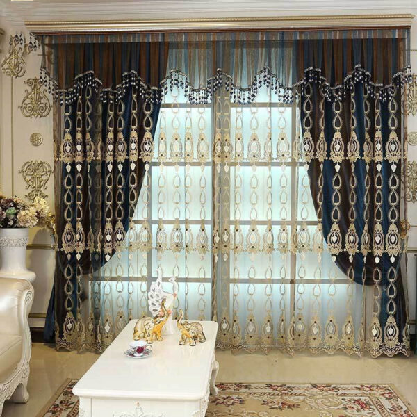 cortina de sala High-end Embossed Embroidered Window Screens For Living Room And Bedroom Italian Flannel Shading